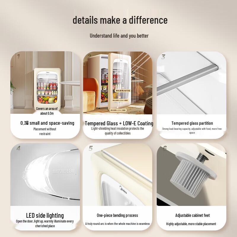 Midea 116L Mini Bar Refrigerator CN plug (adapter included)