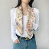 Elegant Floral Print Square Scarf for Women Soft Polyester Versatile Fashion Accessory for Casual Outings