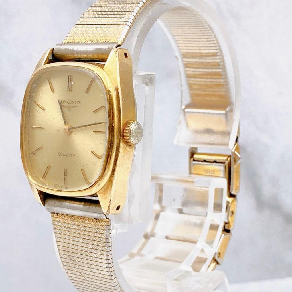 Б/у Рабочее item LONGINES Женские Часы Квадратные Золотые Прямоугольные Золотой Металлический Ремешок Винтажные Антикварные Женские