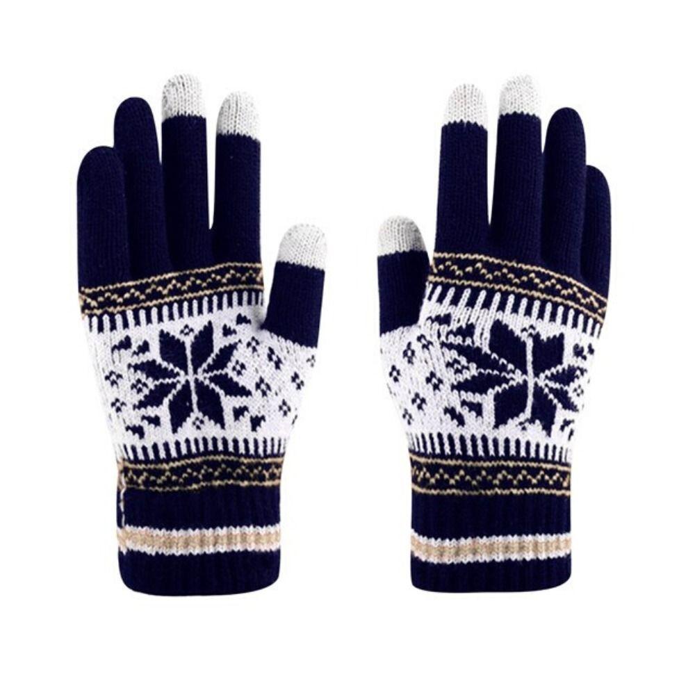 Warm Wool Gloves Full Fingers Gloves Unisex Gloves Korean Style Mittens Christmas Snowflakes Gloves