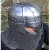 Viking Helmet Battle Armor 18G Steel and Chainmail Mask Helmet Silver