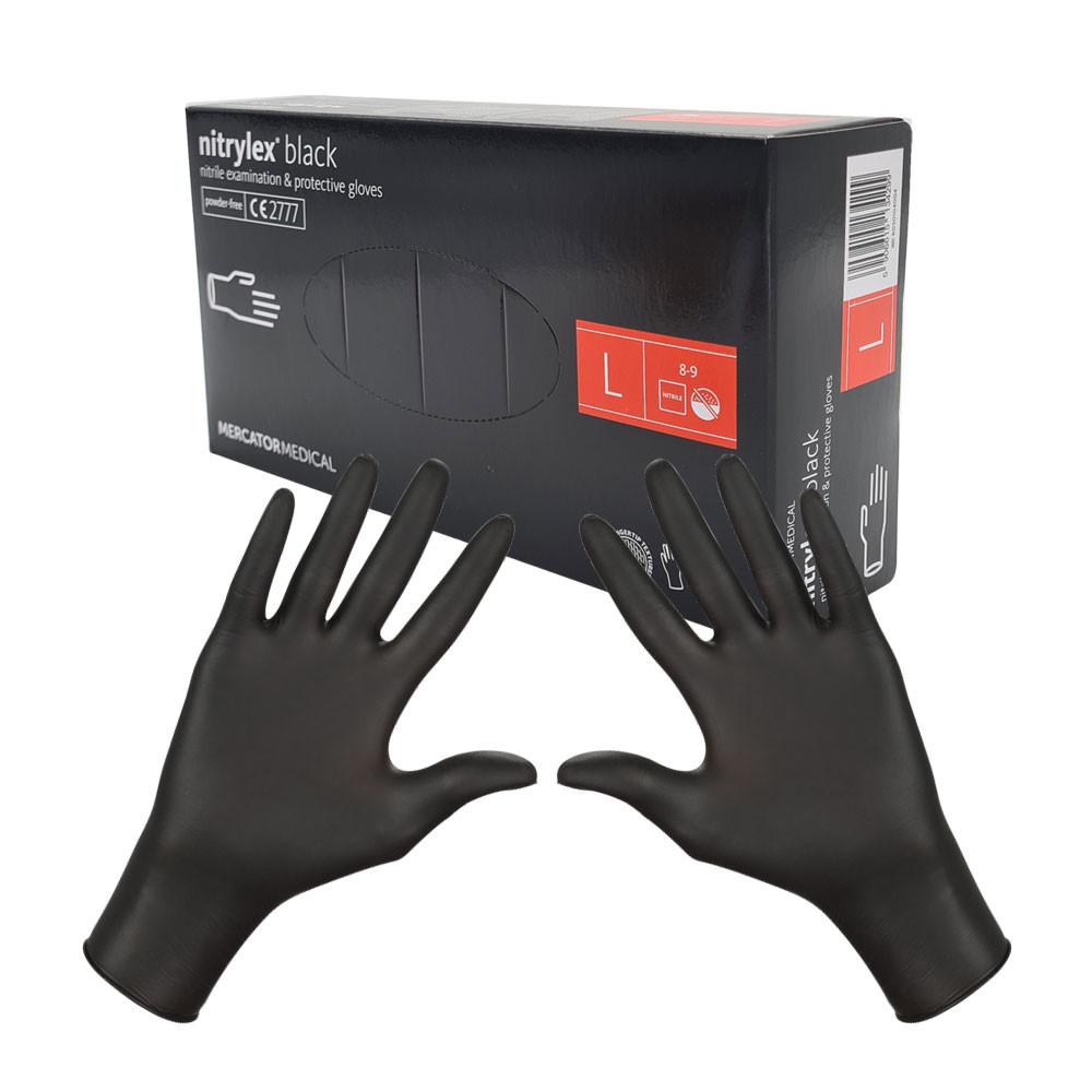 Nitrile Gloves Black Mercator Nitrylex Black 100 Pieces