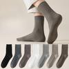 Men's Mid-calf Socks for Autumn and Winter, Breathable and Sweat-absorbing Cotton Socks, Business Sports Solid Color Long Socks