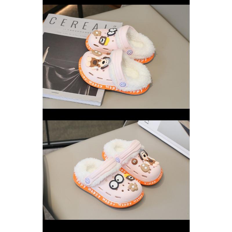 Съемная детская обувь с симпатичным зимним теплом и плюшем, теплая, хлопковая обувь, хлопковые тапочки