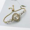 Women's Heart Shaped Bracelet Watch Rhinestone Heart Quartz Wristwatch Adjustable Slider Bracelet Dress Watch