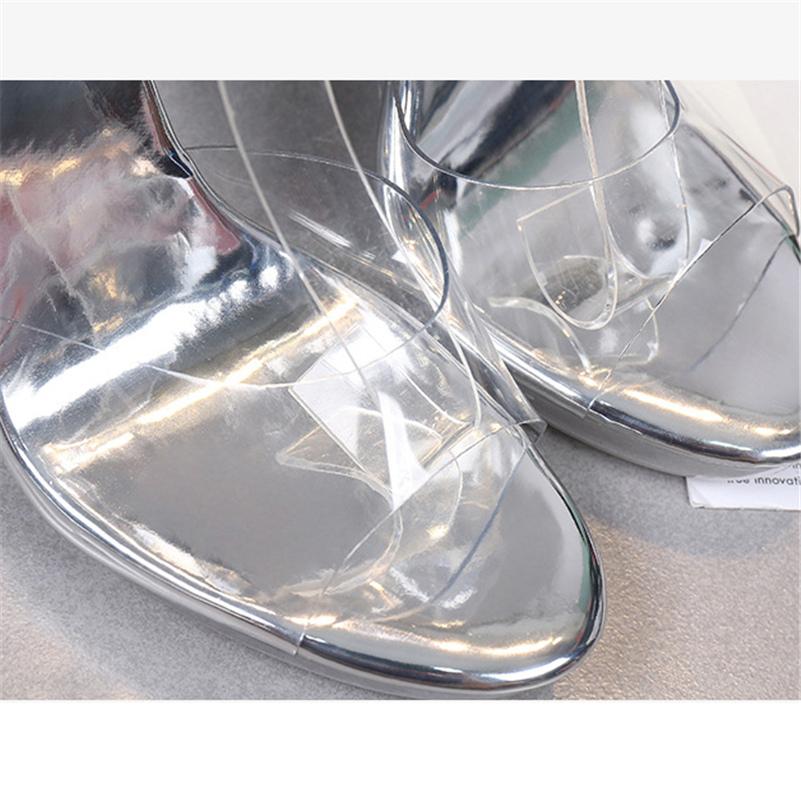 Женские летние босоножки на платформе на высоком каблуке 11 см и 2 см, женские прозрачные нескользящие босоножки на блочном каблуке с ремешками, прозрачные серебряные туфли