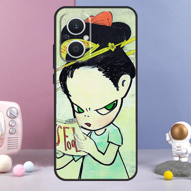 Cartoon Aesthetic Yoshitomo Nara Funda For OPPO Reno 14 F 11F 12F 13F 10 11 12 13 Pro 7 8 Lite OPPO Find X8 X6 X5 X9 Pro Case