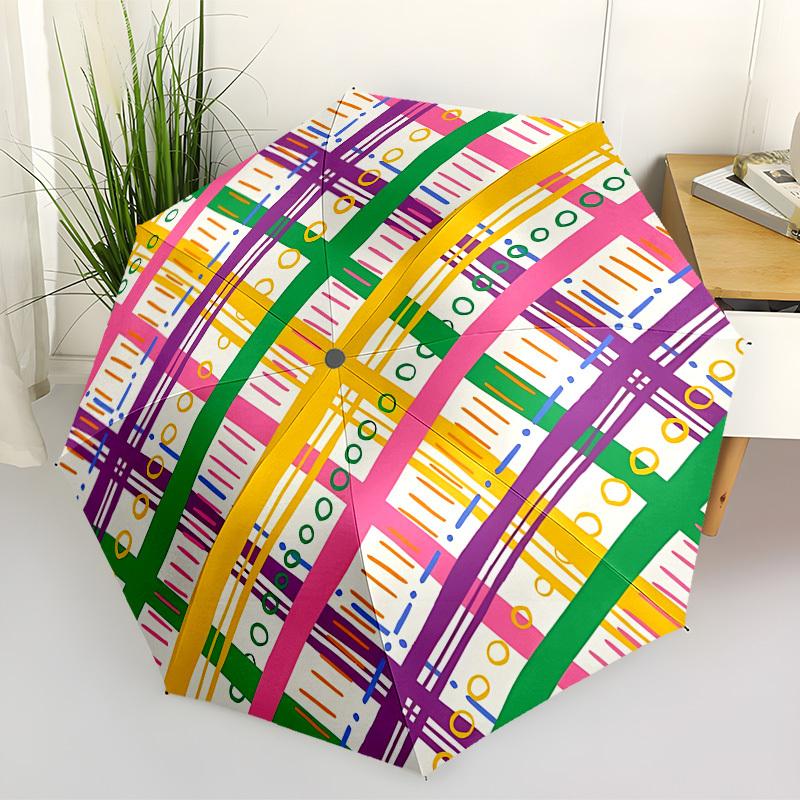 1pc Abstract Pattern Automatic Folding Umbrella Durable Iron Frame, Iron Umbrella Structure Suitable for All Seasons yy260203125