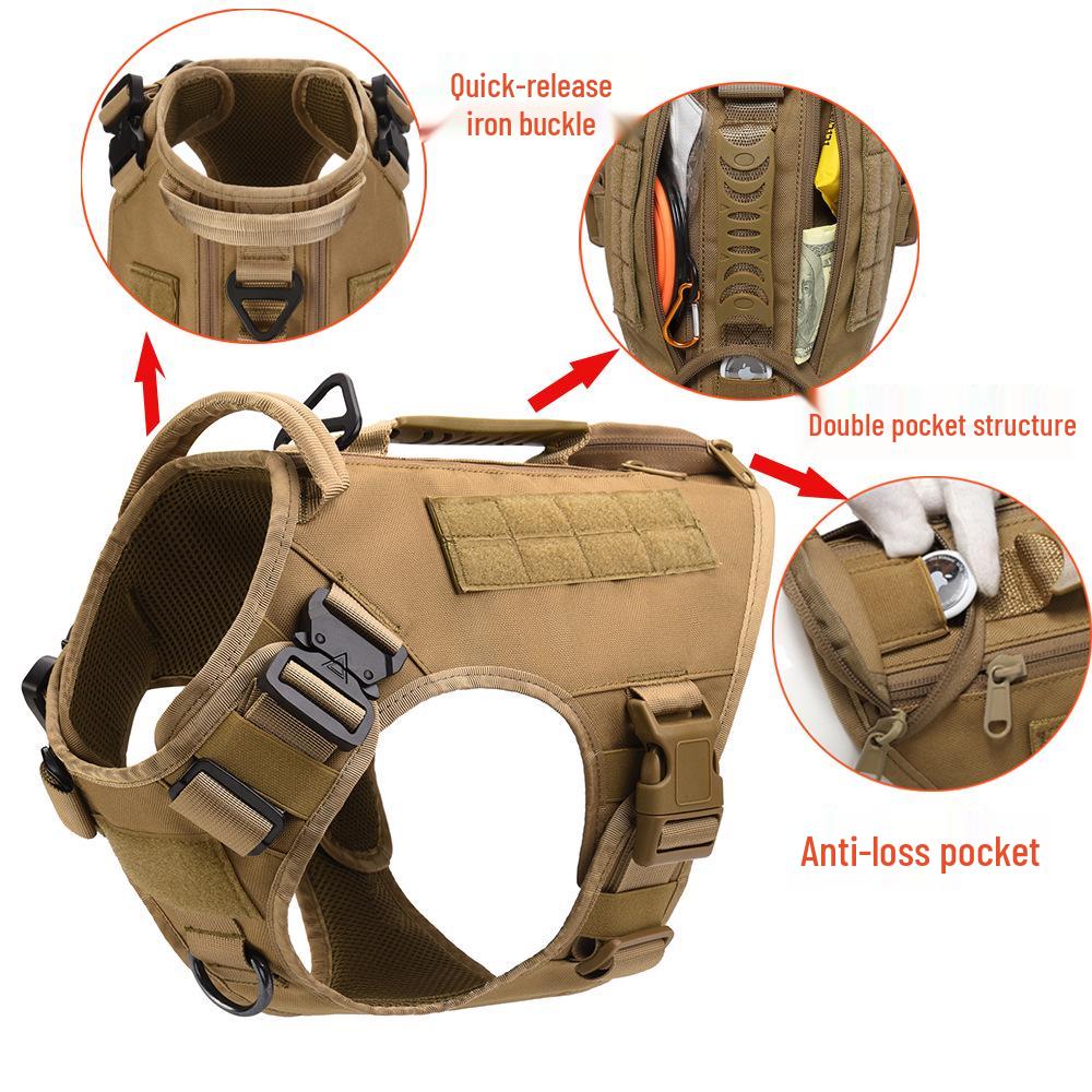 Explosion-Proof Tactical Dog Vest with Chest Harness for Large Dogs