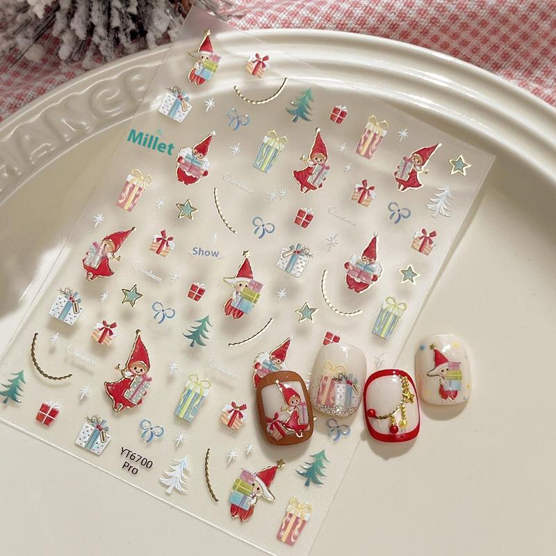 Cute Christmas Snowman Christmas Tree Santa Claus Nail Stickers Kawaii Art Stickers Diy New Year Accessories Manicure Decals