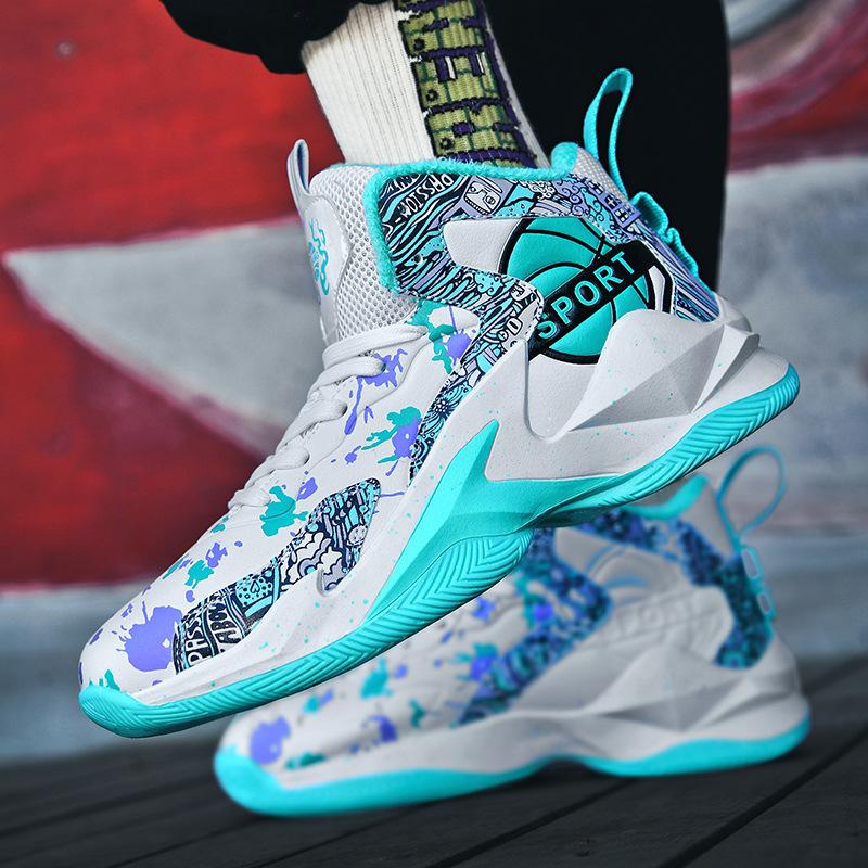 Fleece and Cotton Basketball Shoes Autumn and Winter Couple's Men's and Women's Casual Shoes High-top Leather Sneakers Student Sneakers