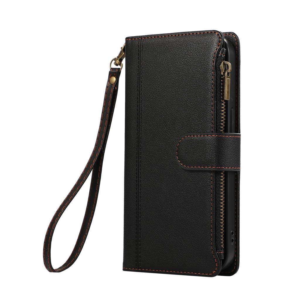 Leather Phone Cover For Xiaomi Redmi 14C 4G/A3 Pro 4G/A4 5G/14R 5G/Poco C75 4G/Poco M7 5G Multi Card Slots Zipper with Wrist Strap