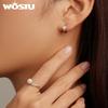 WOSTU 925 Sterling Silver Pearl Rings with Zircon Hoop Earrings For Women Vintage Style Drop Dangle Earring Wedding Jewelry Gift