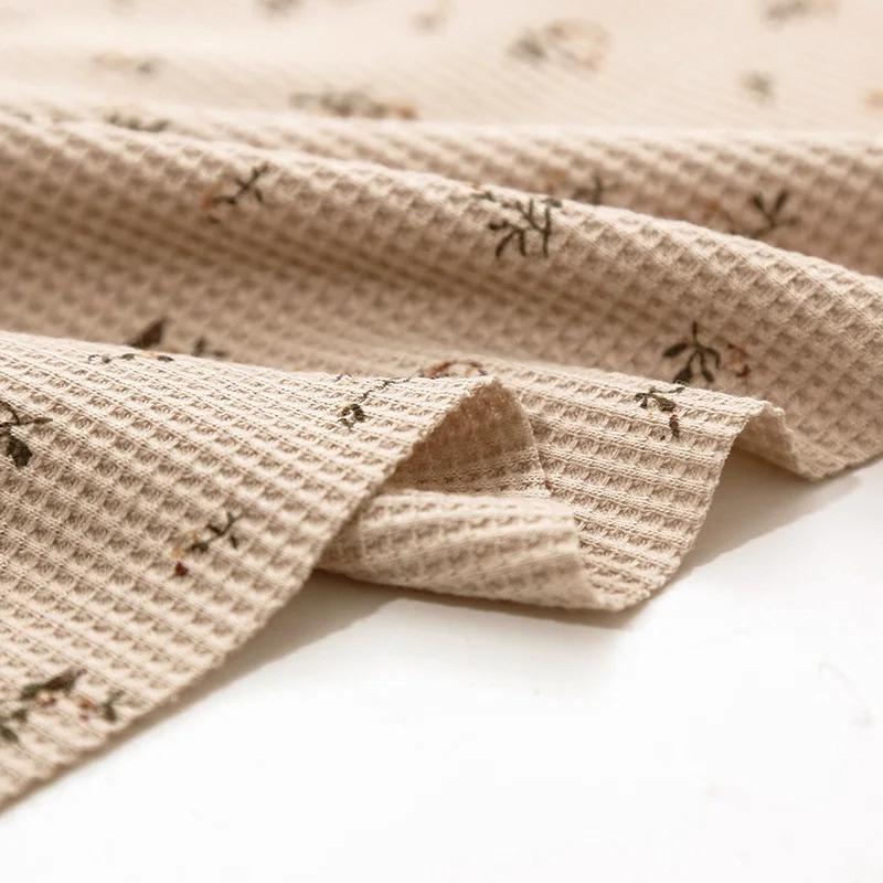 Ткань вафельной вязки с цветочным принтом 45x160см, мягкая, дышащая, для платьев, домашней одежды, футболок, детской одежды, ткань для рукоделия