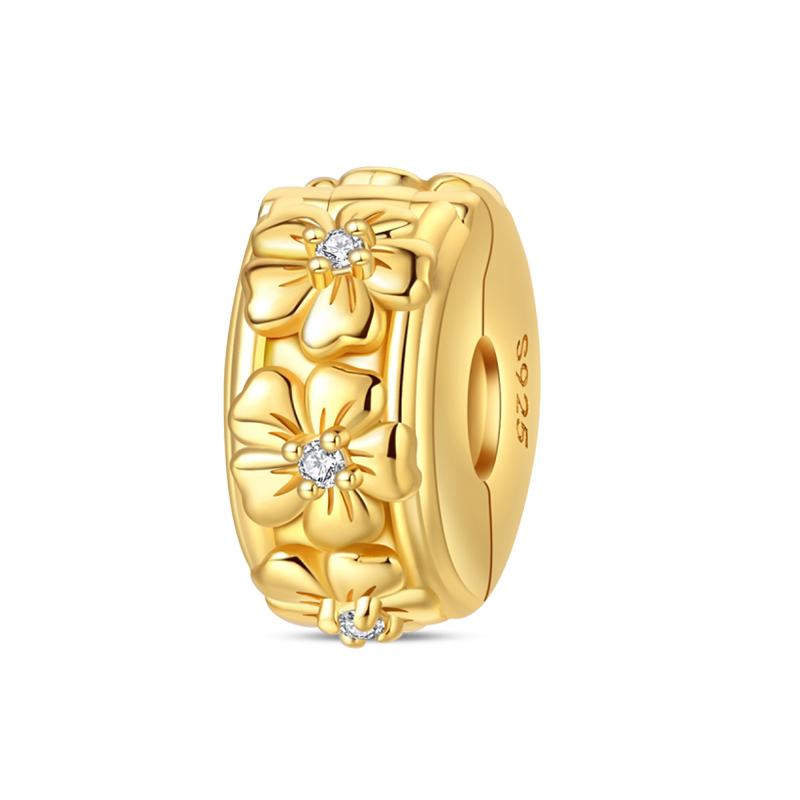 Original 925 Silver Gold DIY Charms Beads with Zirconium Sun Leopard Pendants for Bracelet Jewelry Making