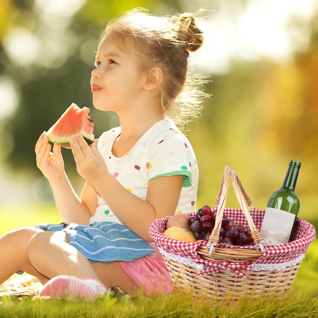 Плетеная корзина для пикника с двойными складными ручками, корзина для пикника из ивы