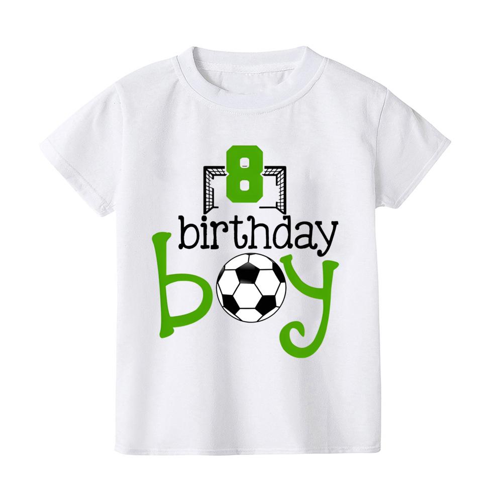 Повседневная детская футболка с принтом «Футбол и день рождения», детская футболка от 2 до 9 лет, модные футболки с коротким рукавом и круглым вырезом, летняя футбольная одежда