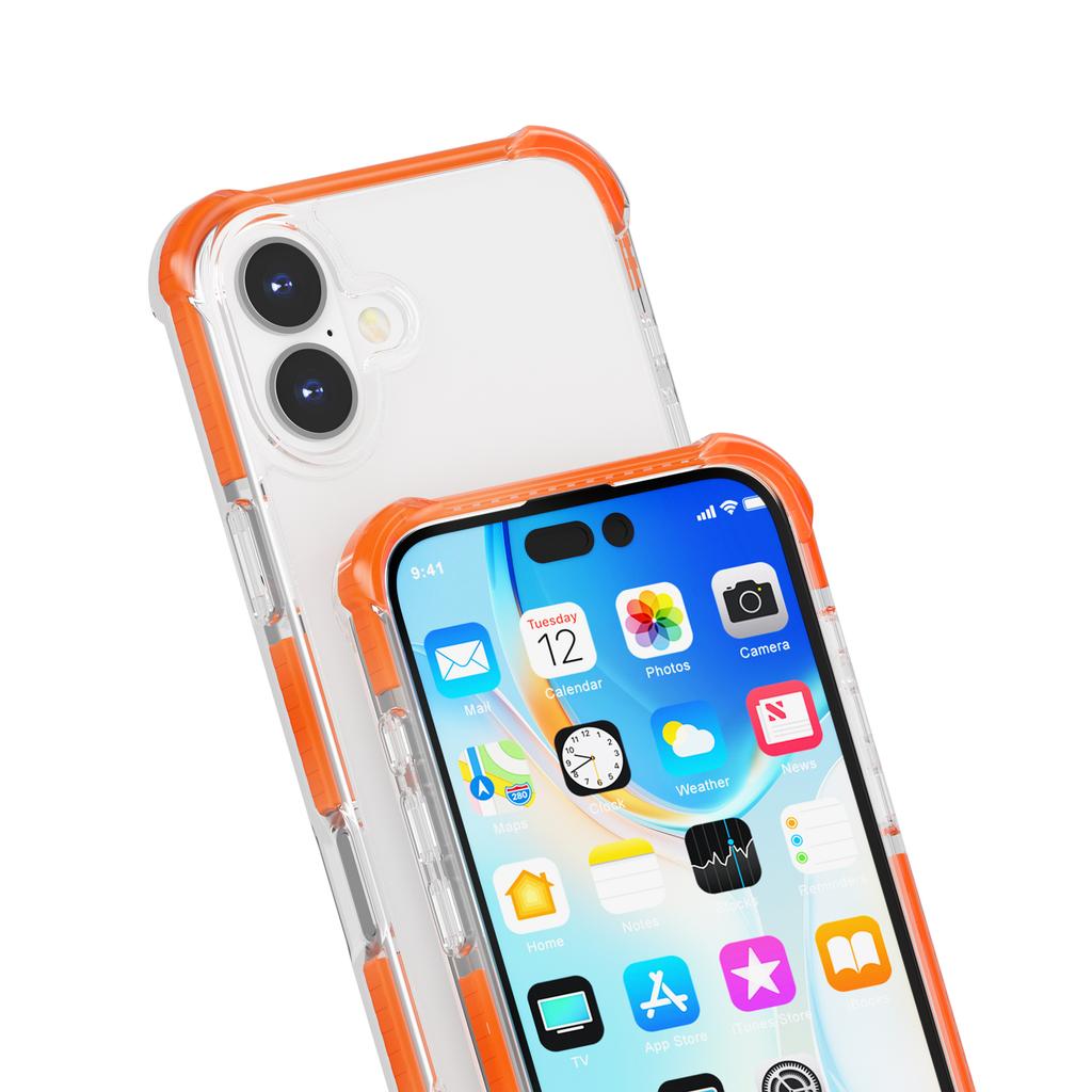 For iPhone 16 Case Four Corners Anti Drop Clear TPU + TPE + PC Phone Cover