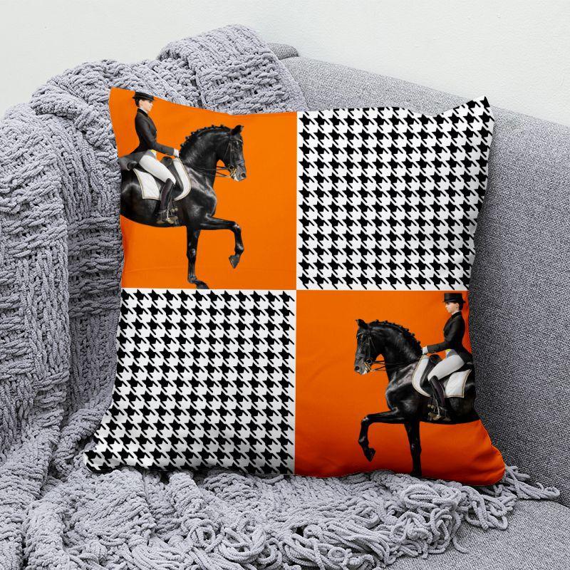 Легкая роскошь Оранжевая геометрическая подушка Высококлассная для дома Гостиная Диван Офисное сиденье Подушка-ядро Наволочка