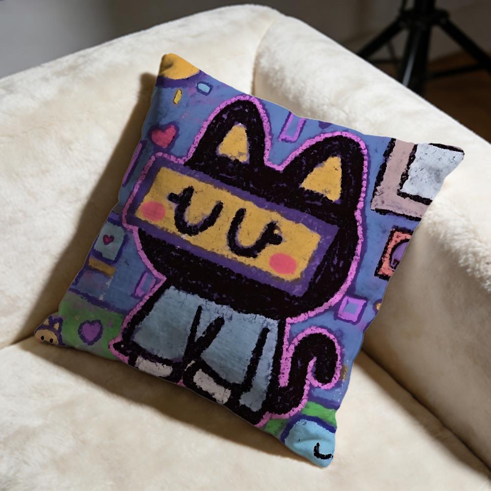 Pixel Cat Cushion Cover Soft Decorative Pillow Case Suitable for Bedroom Sofa Car Travel Use