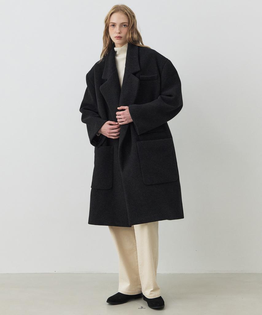 CITYBREEZE Wool Lined Long Coat_Charcoal