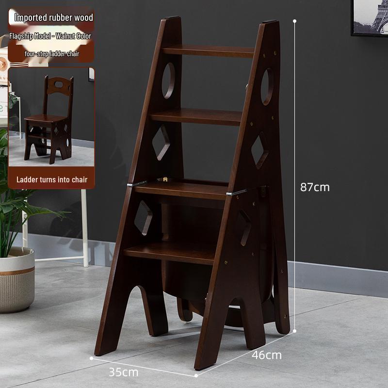 Solid Wood Folding Ladder Chair: Dual-Use Indoor Step Stool and Multifunctional Staircase.