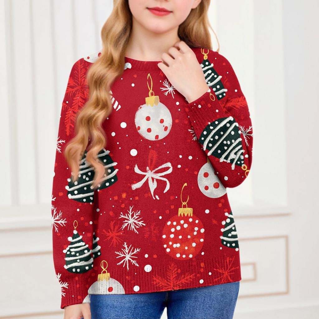 Christmas Day Sweatshirts For Children Boys And Girls Knit Sweater Cute Shirt Fall Crewneck Pullover Tops