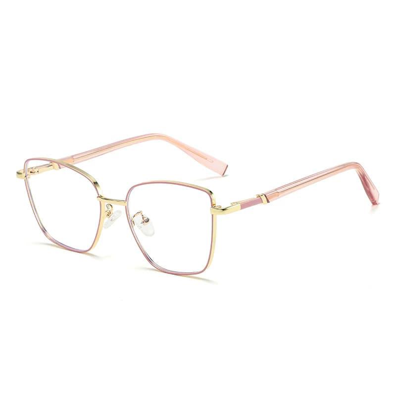 New Anti-blue Light Glasses Retro Large Square Frame Computer Office Goggles Fashion Metal Frame Women's Eyepieces