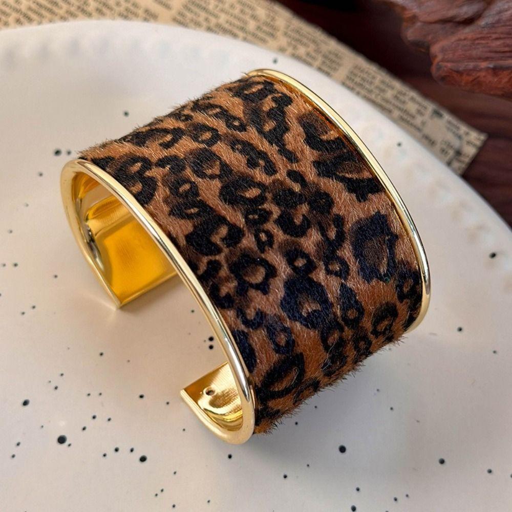Multicolor Geometric Leopard Print Bangles Exaggerated Cuff Bangles  Hip Hop Style
