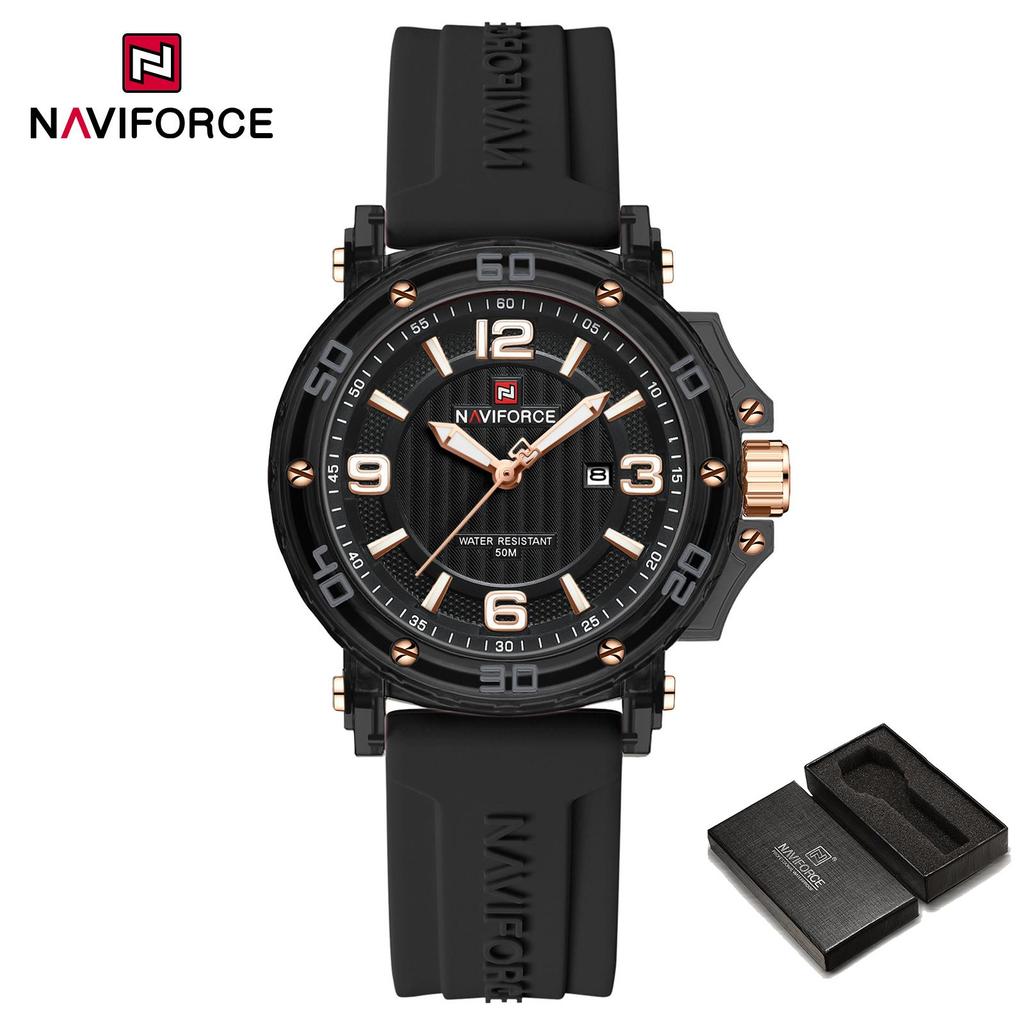 NAVIFORCE Original Women's Calendar Watch Lightweight Fashion Quartz Watch 50m Waterproof Luminous Pointer Women's Casual Watch NF7125
