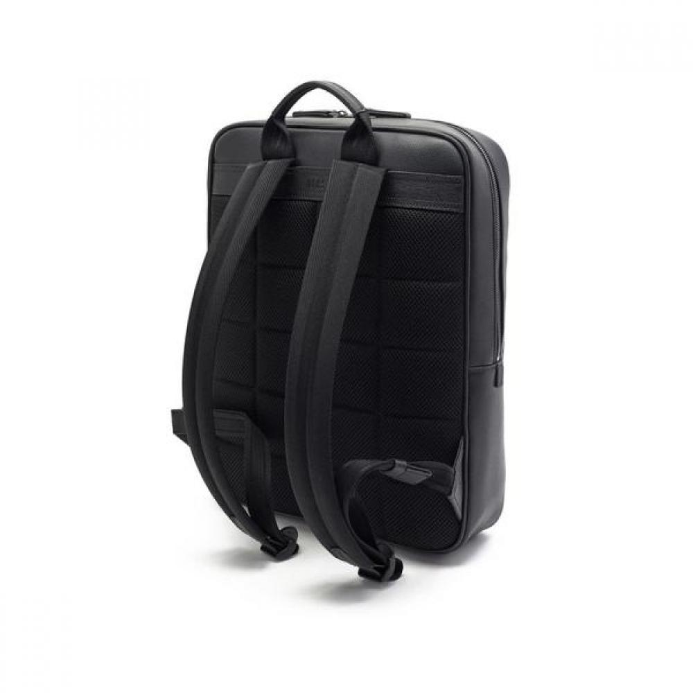 Daks Black Leather Simple Backpack [15 Inch Laptop Compatible] Dbba3e337