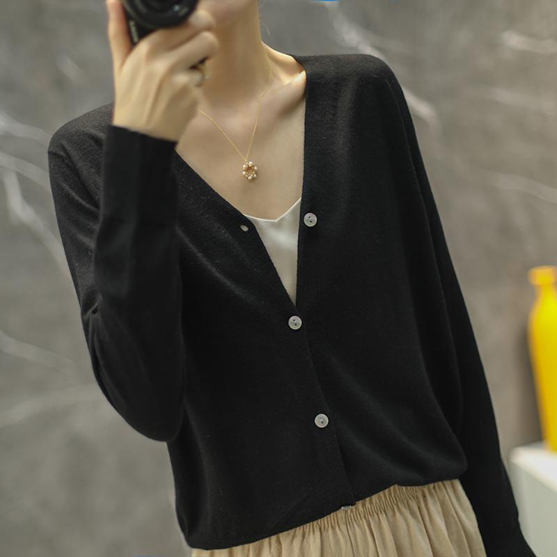 Женский шерстяной свитер Qinghe кашемир 50% шелк 50% шерсть осенне-зимний шерстяной кардиган мягкий и теплый