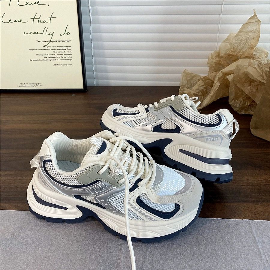Thick-soled Heightening Dad Shoes for Women Spring and Autumn New Ins Trendy Versatile Mesh Breathable Casual Sports Shoes