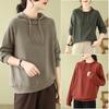 Женская однотонная осенняя рубашка, футболка, свободный новый пуловер, повседневный топ с капюшоном и длинным рукавом, футболки