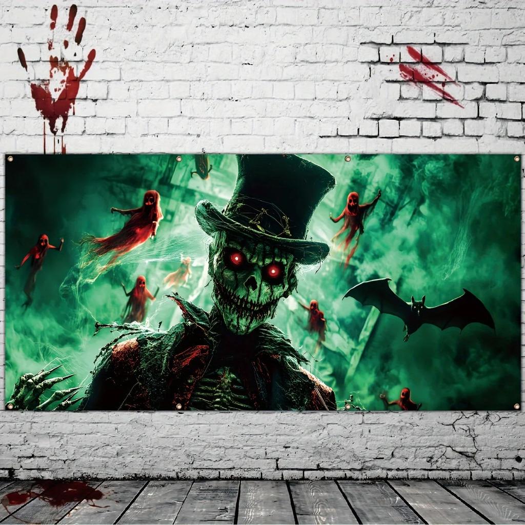 Halloween garage banner - Red and zombie design, suitable for Halloween celebrations and photoshootszyc