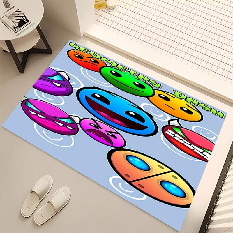 1pc Geometry Dash1 Print Area Rug - Soft, Washable Non-Slip Indoor Mat, Living Room, Home Office Decorative Rug,Office Decorative