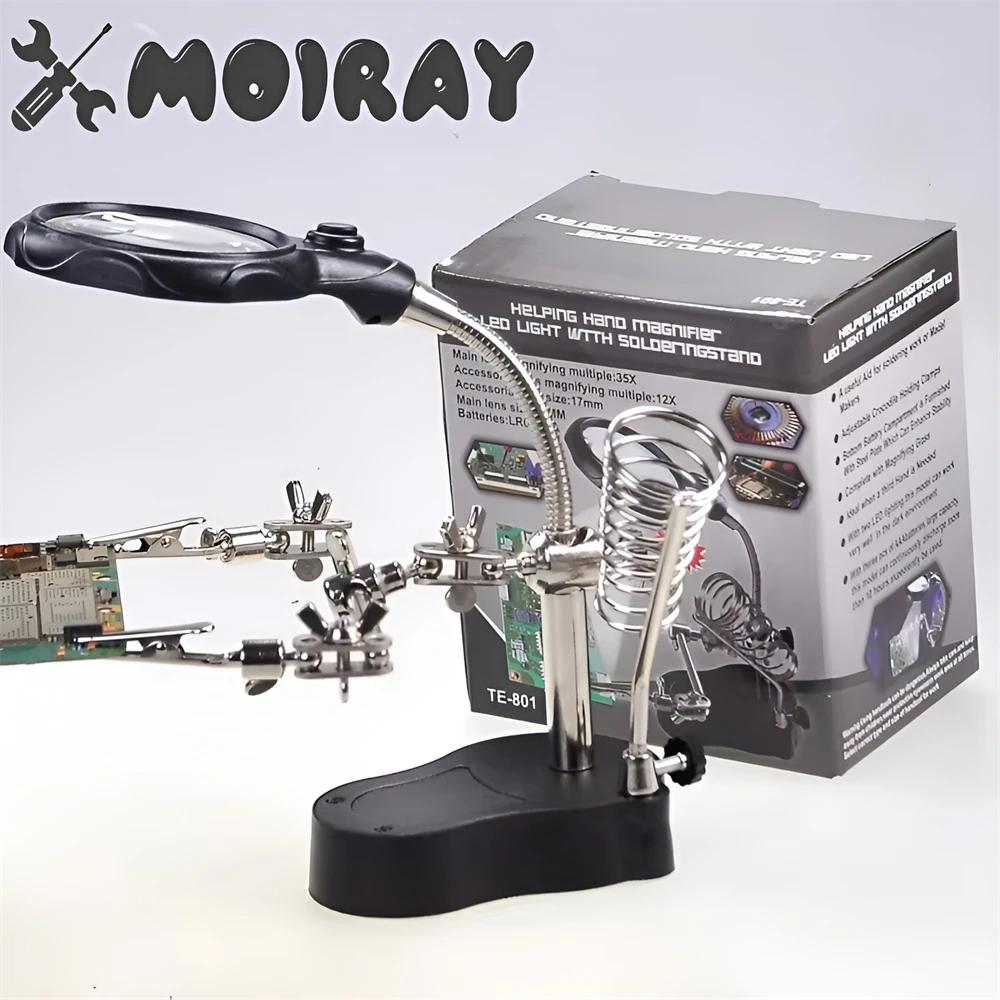 Настольная лупа Сварочное увеличительное стекло Держатель светодиода Пайка Ремонтный инструмент Лупа Третья рука для паяльника Инспекционное зеркало