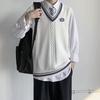 Стиль колледжа Безрукавный трикотажный жилет с V-образным вырезом Осень Зима Лоскутный цвет Плетеный Мужской вязаный жилет Повседневная одежда