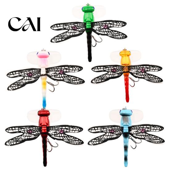 Floating Insect Bait 5Pcs 7.5cm/6.2g Bionic Dragonfly Fishing Lure with Hooks, Topwater Realistic Bait, for Bass Trout