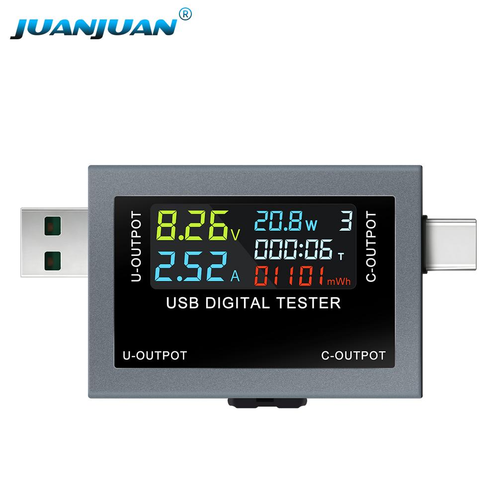 Type-C USB Tester Voltmeter Ammeter DC4.5~50V Digital Voltage Current Power Meter Cell Phone Charging Battery Capacity Detector