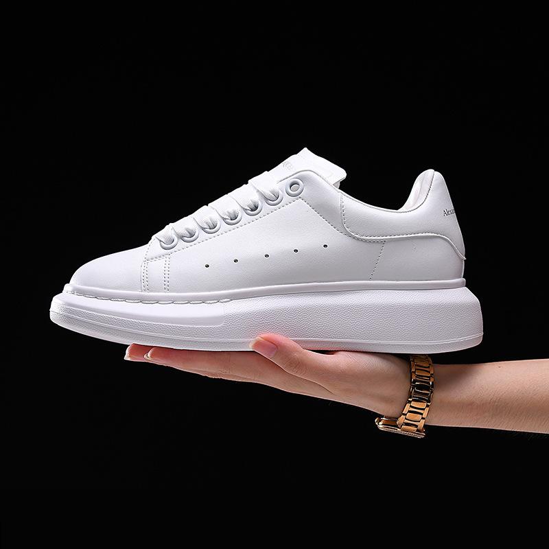 McQueen Little White Shoes Men's and Women's Summer New Leather Platform Leather Little White Shoes Men's Casual Sports Shoes Men's