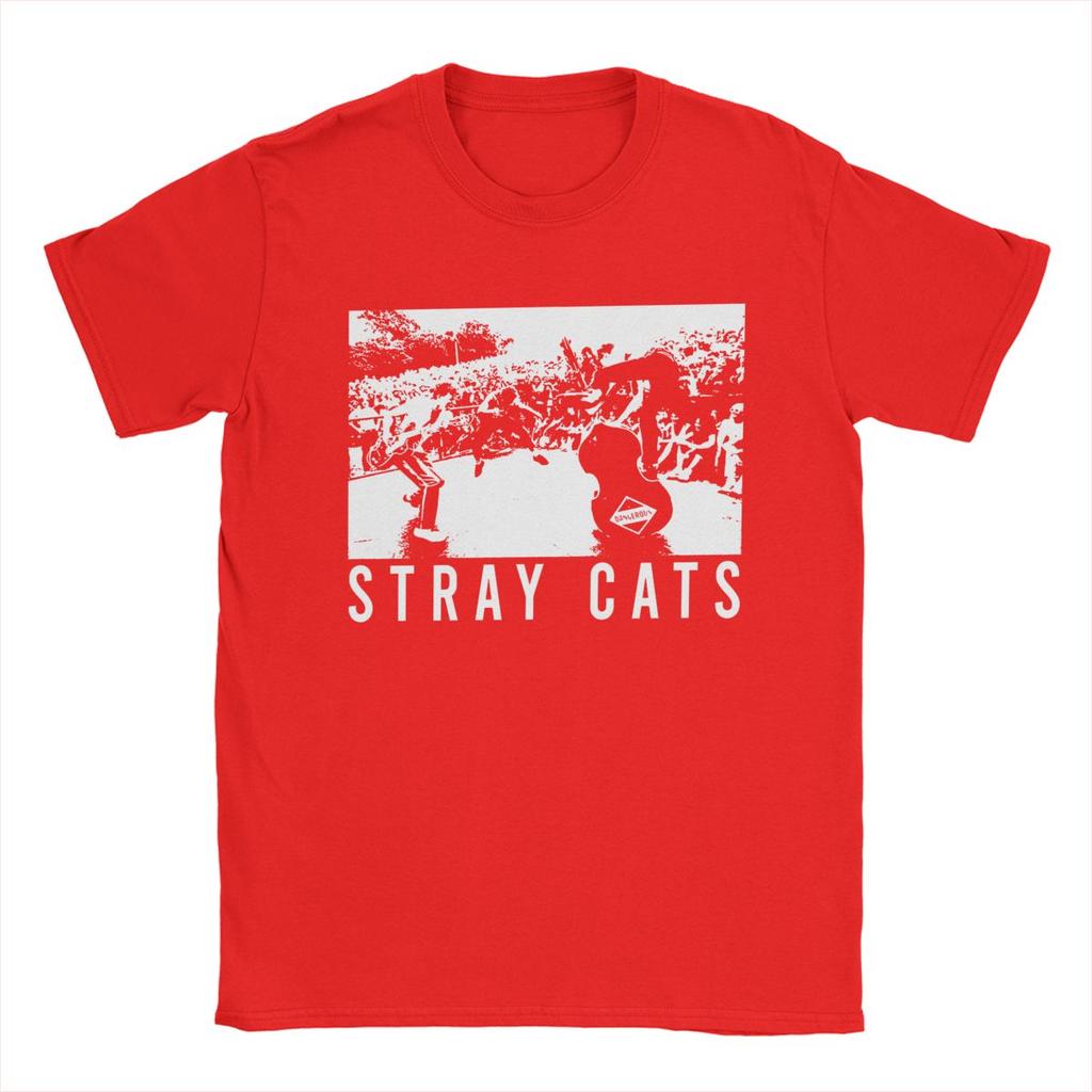Новинка Футболки Stray Cats для мужчин с круглым вырезом, 100% хлопок, футболки с коротким рукавом, одежда больших размеров