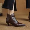 Британский стиль остроносые короткие ботинки женские тонкий каблук осень и зима новые средний каблук высокий каблук показать ноги