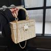 New Trendy Woven Lock Briefcase Shoulder Portable Diagonal Span Beach Bag