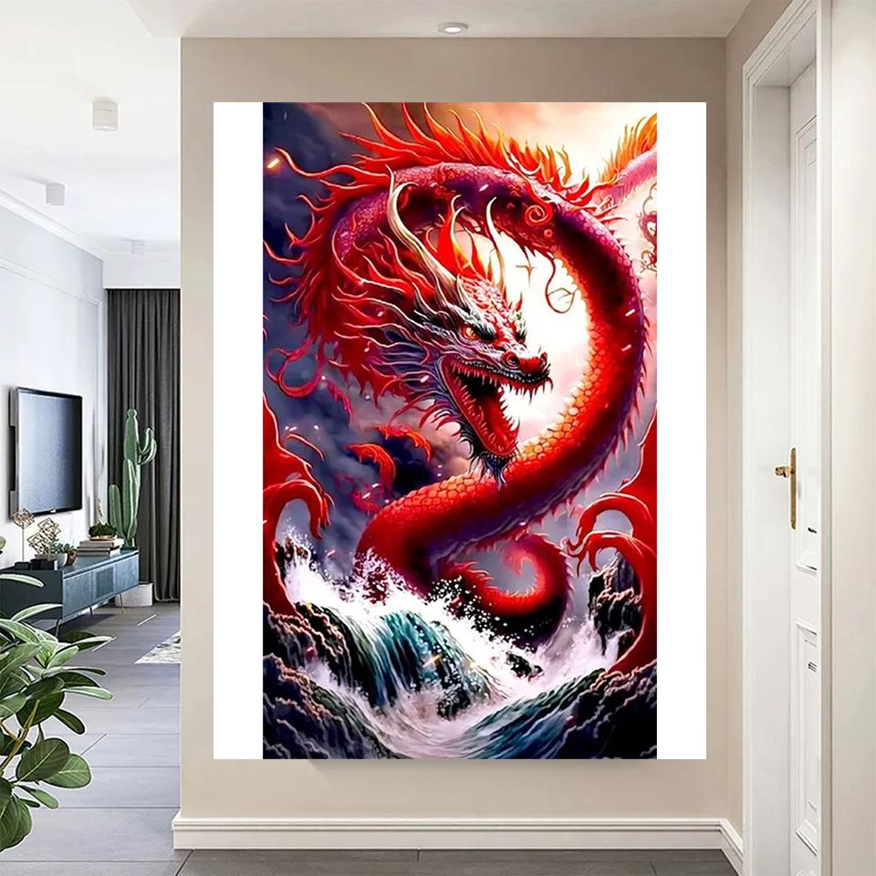 2024 New 5DDIY Diamond Painting Fantasy Chinese Wind Dragon Decoration Myth Twelve Zodiac Animals Painting Wall Art  Decoration