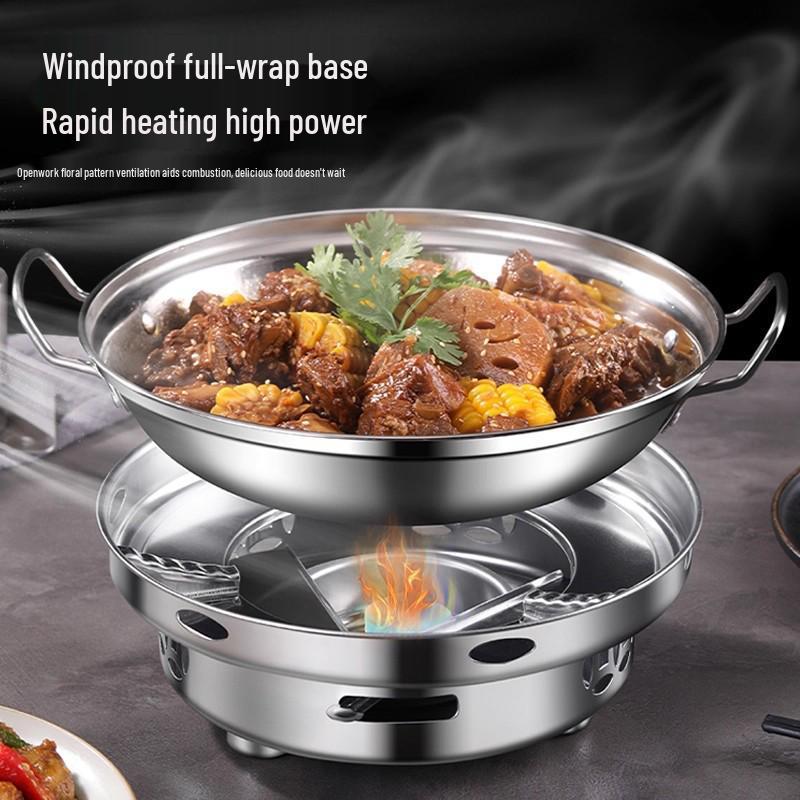 Сухой горшок-плита из нержавеющей стали: Компактная жаровня (хот-пот) на спирту для домашнего и коммерческого использования