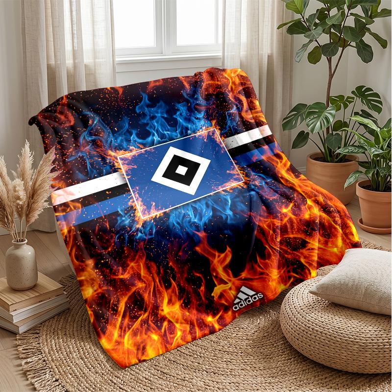 Hamburger SV Football Print Flannel Blanket, Soft Warm Lightweight Throw Blanket for Sofa Bed Camping