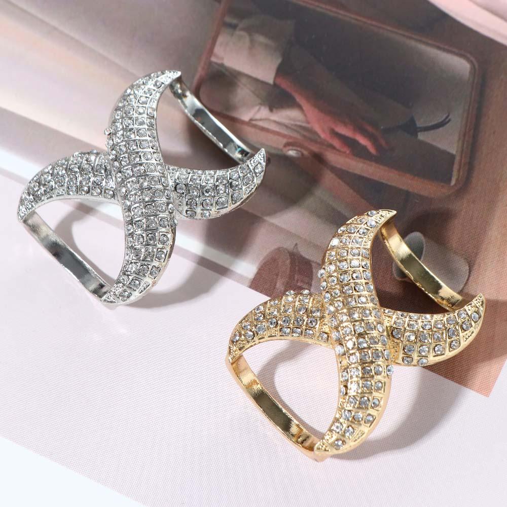 Classic Silk Scarf  Buckle Fastener X Shape Shawl Ring Clip Fashion Accessories Jewelry Brooch Pins
