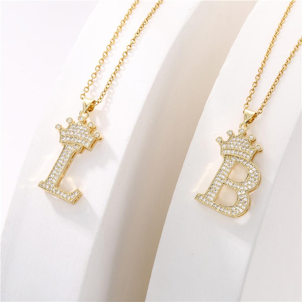 InitialNecklacePendantEnglish Letter A to Z Name Crystal Gold Charm Modern Birthday Valentine's Day Gifts