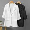 Women Summer Suit Coat Lapel 45355 Sleeve Slim Fit Casual Jacket Single Button Flap